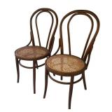 P - Pair of Vintage Parlor Chairs with Woven Cane Seats
