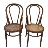 P - Pair of Vintage Parlor Chairs with Woven Cane Seats