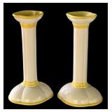 P - Pretty Porcelain Decor Lot: 2 Candle Holders, Leaf Frog Dish, and Planter Pot