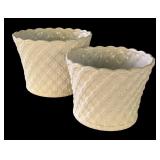 P - Pair of Jay Willfred Andrea by Sadek White Planter Pots