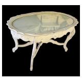 P - Vintage Glass Top Coffee Table with Ornate Wood Frame