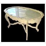 P - Vintage Glass Top Coffee Table with Ornate Wood Frame