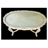 P - Vintage Glass Top Coffee Table with Ornate Wood Frame