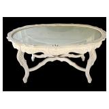 P - Vintage Glass Top Coffee Table with Ornate Wood Frame
