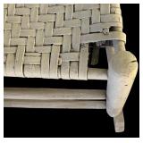 P - Vintage White Ladder Back Rocking Chair with Woven Seat