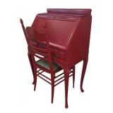 FR - Vintage Red Secretary Desk with Coordinating Chair