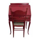 FR - Vintage Red Secretary Desk with Coordinating Chair