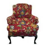 FR - Vintage Red Floral Accent Chair