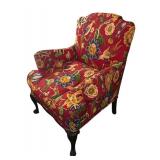 FR - Vintage Red Floral Accent Chair