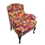 FR - Vintage Red Floral Accent Chair
