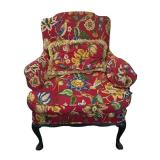 FR - Vintage Red Floral Accent Chair