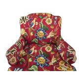 FR - Vintage Red Floral Accent Chair