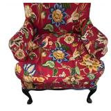 FR - Vintage Red Floral Accent Chair