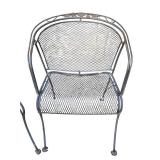 O - Pair of Vintage Metal Patio Chairs with Mesh Design