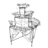 O - Vintage Three-Tier Metal Wire Plant Stand Outdoor Display