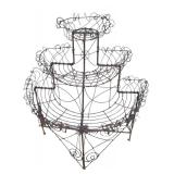 O - Vintage Three-Tier Metal Wire Plant Stand Outdoor Display