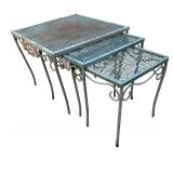 O - Set of 3 Vintage Outdoor Metal Nesting Tables