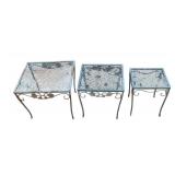 O - Set of 3 Vintage Outdoor Metal Nesting Tables