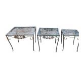 O - Set of 3 Vintage Outdoor Metal Nesting Tables