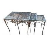 O - Set of 3 Vintage Outdoor Metal Nesting Tables
