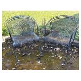 O - Pair of Vintage Outdoor Metal Mesh Patio Chairs