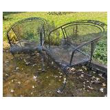 O - Pair of Vintage Outdoor Metal Mesh Patio Chairs