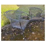 O - Pair of Vintage Outdoor Metal Mesh Patio Chairs