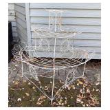 O - Vintage White Metal Multi-Tier Planter Stand