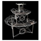 O - Vintage White Metal Multi-Tier Planter Stand