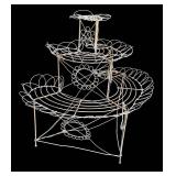 O - Vintage White Metal Multi-Tier Planter Stand