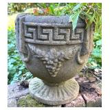 O - Decorative Cement Planter Pot with Greek Key Design