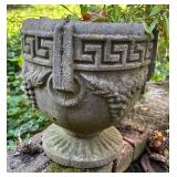O - Decorative Cement Planter Pot with Greek Key Design