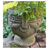 O - Decorative Cement Planter Pot with Greek Key Design