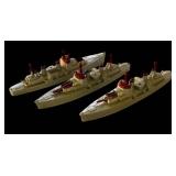 P - Set of 3 Vintage TootsieToy Diecast Model Ships