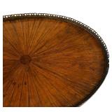 P - Petite Vintage Round Accent Table with Brass Gallery Edge