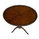 P - Petite Vintage Round Accent Table with Brass Gallery Edge