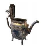 P - Vintage Silver-Plated Coffee or Tea Pot with Ornate Legs