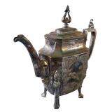 P - Vintage Silver-Plated Coffee or Tea Pot with Ornate Legs