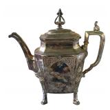 P - Vintage Silver-Plated Coffee or Tea Pot with Ornate Legs