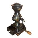 FR - Vintage Cast Iron Coffee Grinder and Metal Confectionery Scale Set