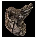 FR - Bekka Handcrafted Wolf Sculpture Handcrafted with Mount St. Helens Ash