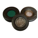 FR - Set of 3 Vintage Tire Ashtrays including Kelly, Goodyear and Semperit