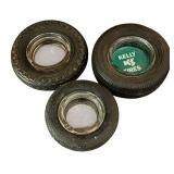 FR - Set of 3 Vintage Tire Ashtrays including Kelly, Goodyear and Semperit