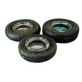 FR - Set of 3 Vintage Tire Ashtrays including Kelly, Goodyear and Semperit