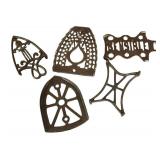 FR - Collection of 5 Vintage Cast Iron Trivets in Assorted Designs