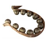 FR - Lot of 2 Vintage Sleigh Bell Leather Straps with Brass Bells