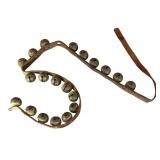 FR - Lot of 2 Vintage Sleigh Bell Leather Straps with Brass Bells