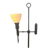 FR - Vintage 56 Inch Metal Floor Lamp with Glass Shade