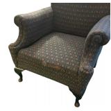 FR - Vintage Upholstered Armchair with Patterned Fabric