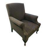 FR - Vintage Upholstered Armchair with Patterned Fabric